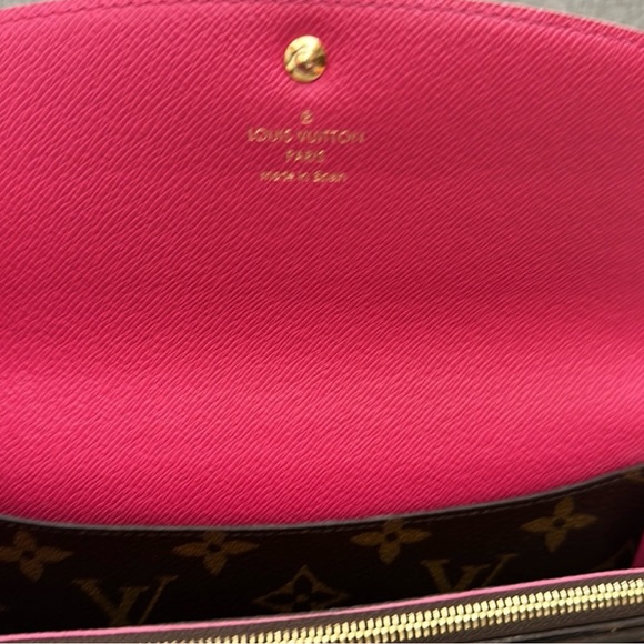 Louis Vuitton Long Wallet Portefeuille Emilie Brown Monogram with Pink Accents - Picture 7 of 13